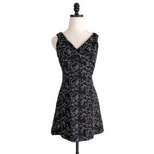 Vintage Rampage Mini Dress S Black 90s Sleeveless Floral Flare Graduation Party